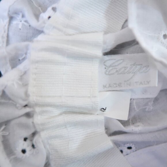 CATYA baby cotton eyelet hat w ruffle trim 3-6 months Made in Italy - Picture 4 of 6